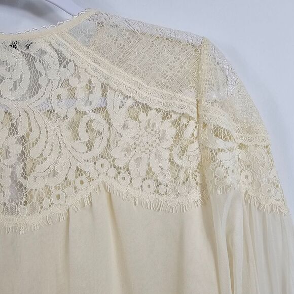 NWT Rebecca Taylor Chiffon and Lace Long Sleeve Blouse - Picture 10 of 13